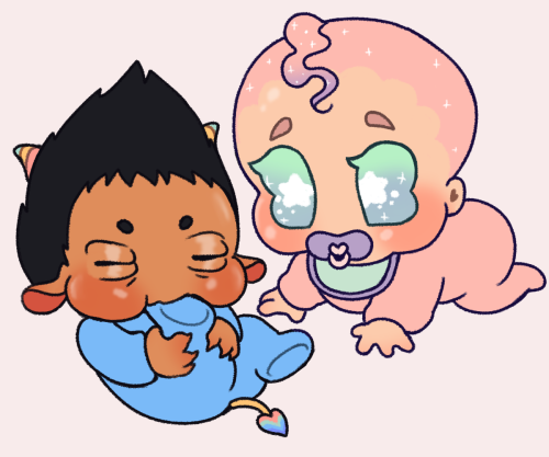Me and my partner's sonas imagined as babies