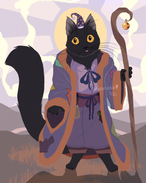 a superstitious Tabaxi Wizard I made for a Halloween-themed one shot!they don’t have a name yet, so 