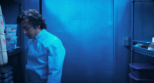 Sugar: "Where Is Carmy?" Everyone In The Kitchen: "Stuck In The Walk-in." "In The Fridge." "Walk-in."