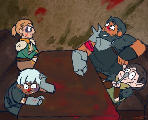 thiscatdraws:  fun friend times at the hanged man(referenced off this) 