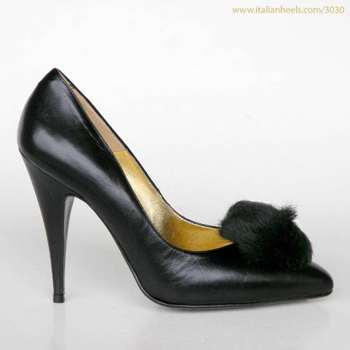 Black pouf leather 4inch high heels stiletto. www.Italianheels.com/3030 #highheels #heels #italianhe