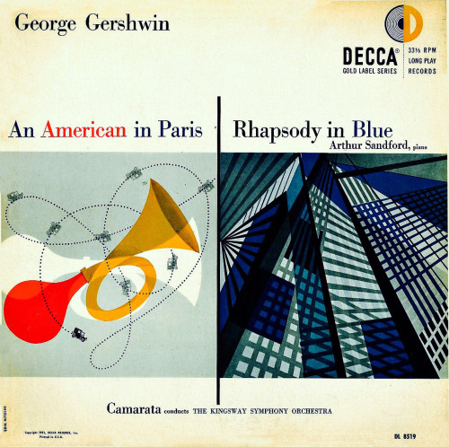 Erik Nitsche, cover artwork for George Gershwin, 1951. Decca Gold Label series.