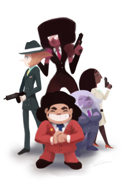 inkhistoria:  You’re telling me nobody drew the Steven Universe cast in suits? Don’t mind if I do. 