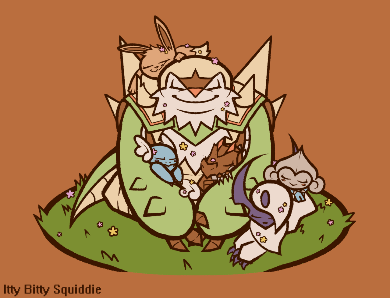 A request from the lovely @ariaangie - Some of her baby Pokés and their Mama Chesnaught ☀️🌼🍃