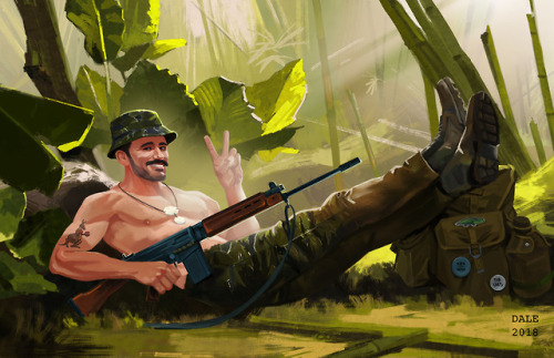 dale-art: Vietnam War Era Aussie Soldier Painted in Photoshop This sorta comes across as cheesecake,