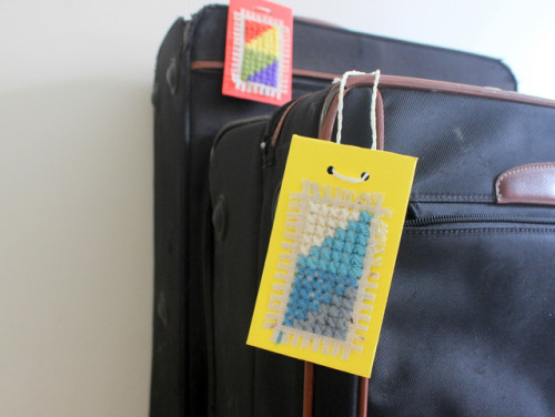 thecraftables: DIY Cross Stitch Bag Tags I’m really loving these handmade bag tags for my luggage. S