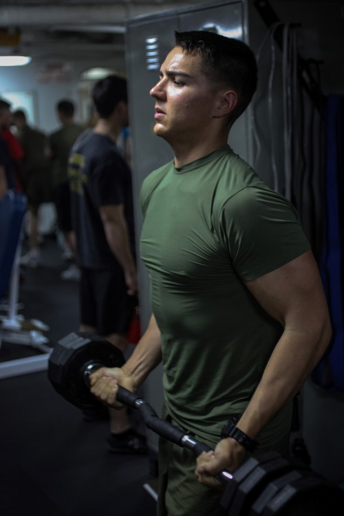 ceebee23: USS BONHOMME RICHARD, At Sea - Lance Cpl. Justin L. Morrow, a fire direction controlman wi
