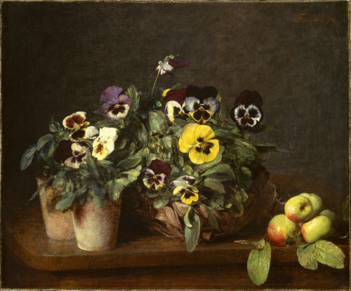 laclefdescoeurs: Still Life with Pansies, 1874, Henri Fantin-Latour