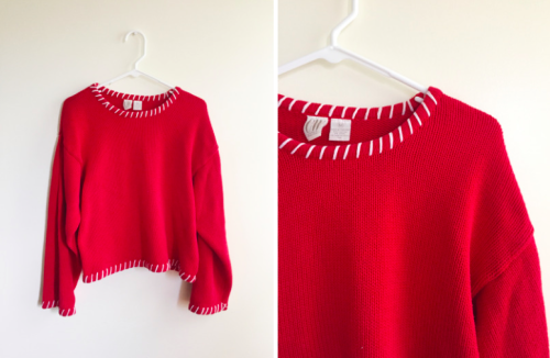 littlealienproducts:vintage red pullover sweater from jouyi
