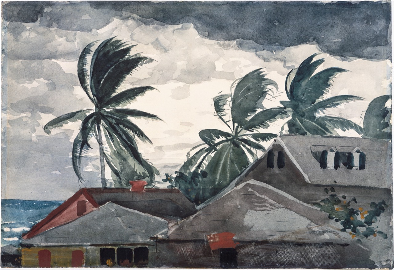 wetreesinart:  Winslow Homer (1836-1910), Hurricane, Bahamas, 1898,  watercolour