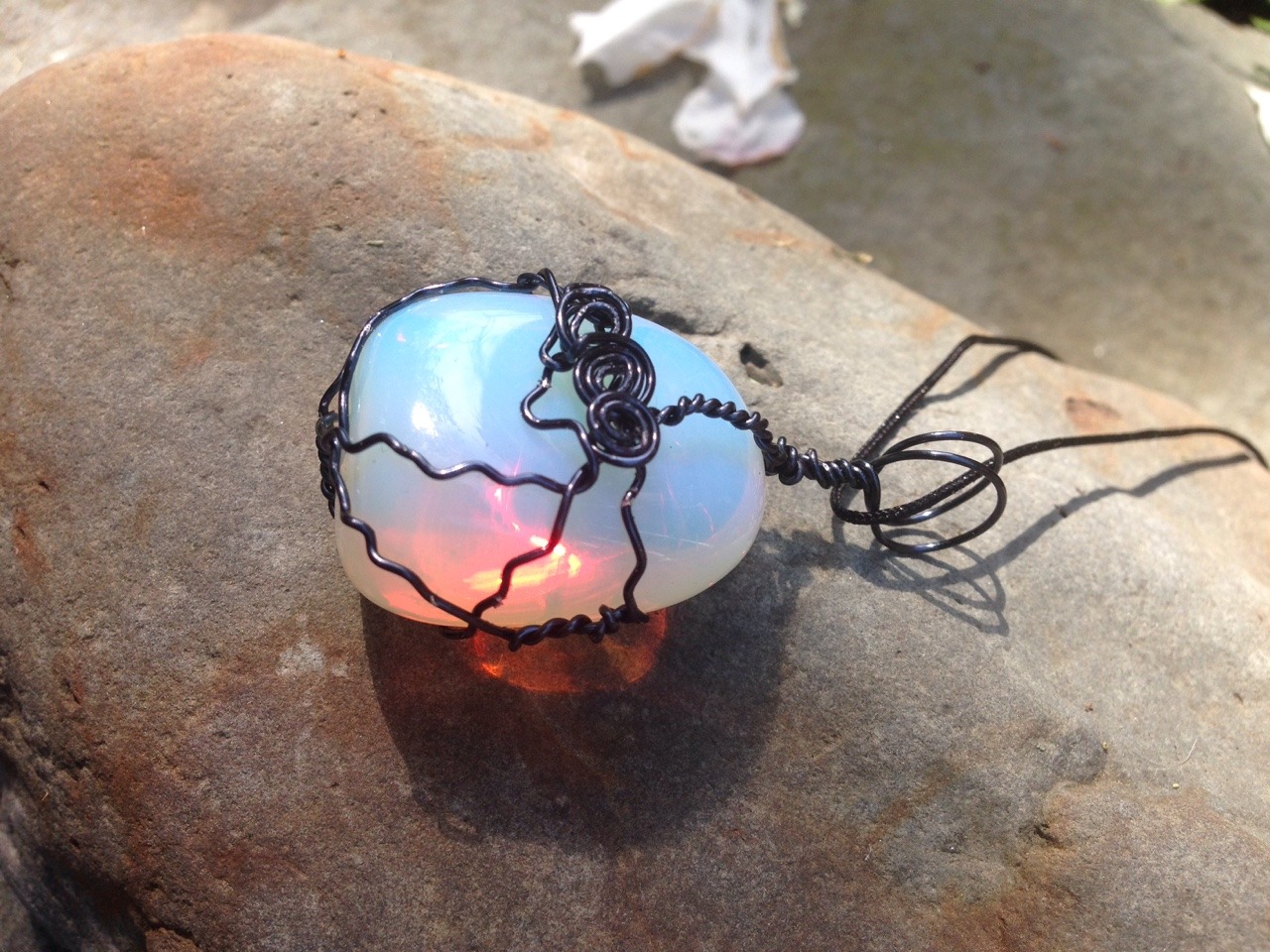 haileythearies:Fiery Opalite Pendant Necklace