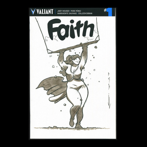 sketch on blank variant cover of Faith #1, by Valiant