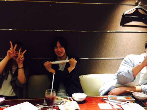 New candids of Isayama at a get-together in Japan!¯\_(ツ)_/¯ETA: Isayama uploaded his own image on his latest blog entry!They had just finished watching Mad Max: Fury Road in theaters.