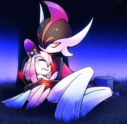 Well someone’s gonna get it later.Just a vent piece I did with my Gallade and Kirlia characters. Thi