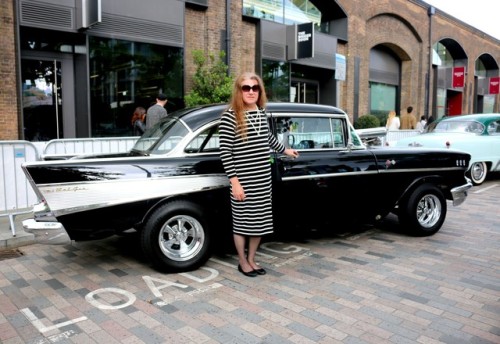 Another classic car at Kings Cross Vintage. A Chevrolet Bel Air. Black &amp; white, like my dres