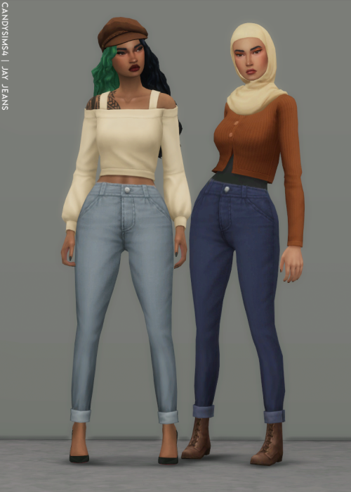 candysims4:candysims4:JAY JEANSA basic folded jeans.TEEN TO ELDER BASE GAME COMPATIBLE MADE 
