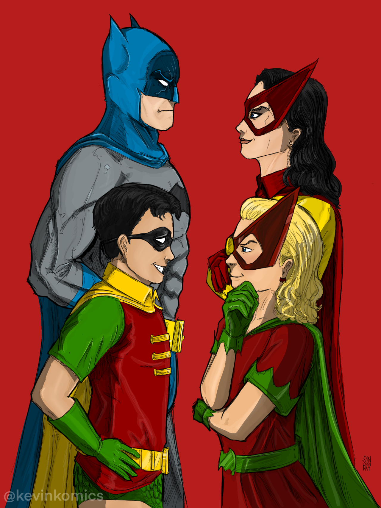 BAT-PENCIL — Batman and Robin meet Batwoman and Bat-Girl!