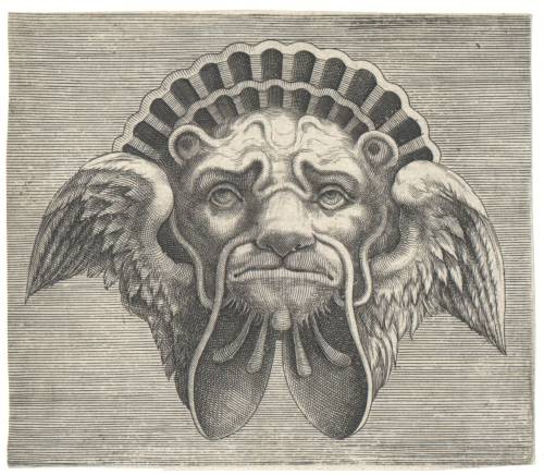 Frans Huys, Mask heads, 1555. From „Pourtraicture ingenieuse de plusieurs Facons de Masques” by Hans