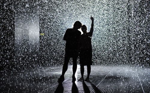 creativemornings:  This week marks the last week to check out the Rain Room, an installation currently up at MoMA PS1 as part of the exhibition EXPO 1: New York.  The installation feature a constant downpour of rain, but promises that you won’t get