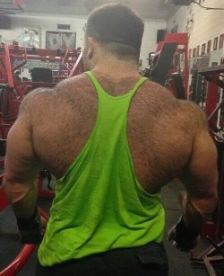 topshelfmen:  Now that’s a back  I love his hairy, muscular back - WOOF