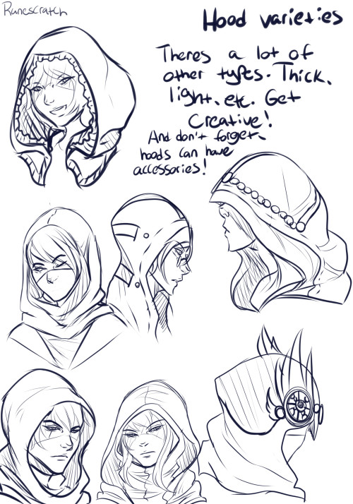 deltaink:  runescratch:  I’ve been asked a lot about how I draw hoods, mostly Talon’s ho