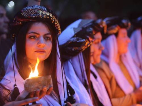 ezidxan:Celebrations of the Ezidi New Year, known as Red Wednesday, at the Lalish temple in Iraq on 