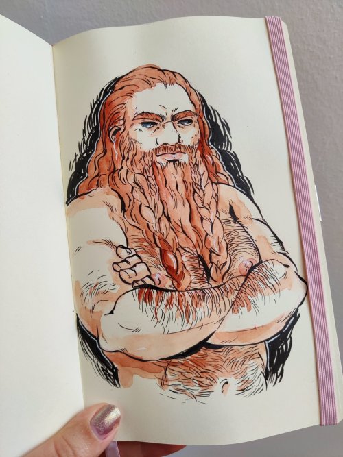 journeythroughunknownlands: A wobbly sketchbook page with Gimli. New characters are always hard but 