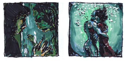 ironvoan-art: quick screenshot studies from The Shape of Water in markers &amp; gouache ♓