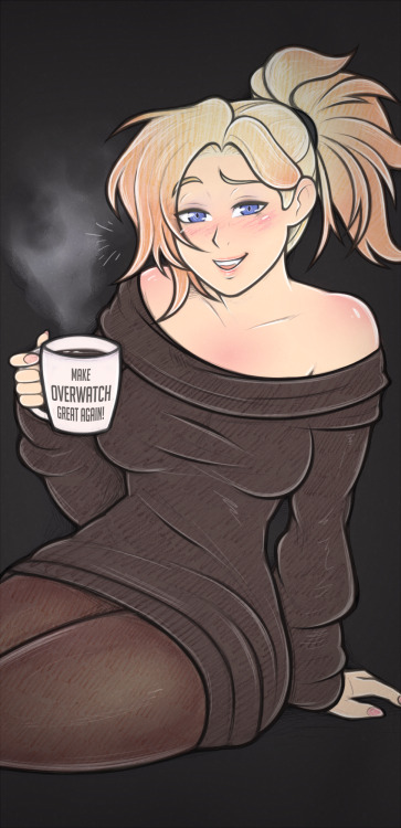 tabletorgy:    I’ll enjoy the quiet while it lasts.   smug swiss guardian angelobviously this is no coffee, but swiss hot chocolate. glasses and open hair variations!   mama mercy~ <3