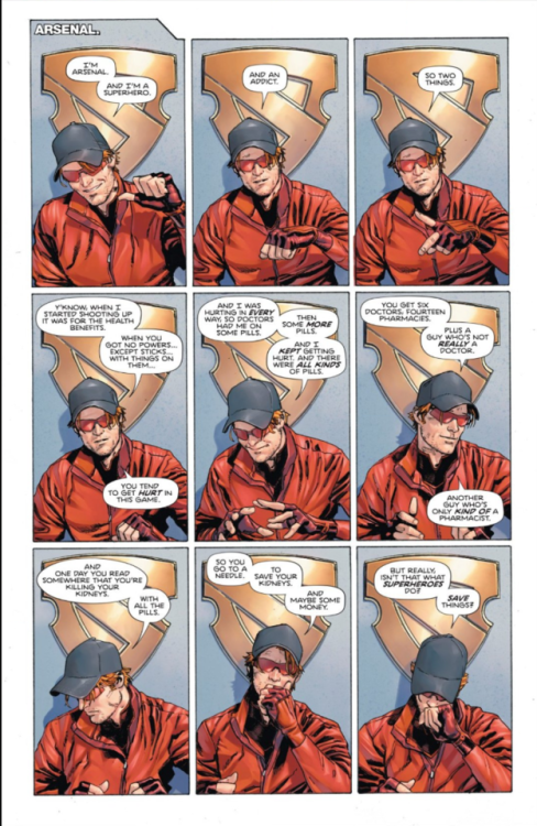 Roy Harper aka Arsenal talking about his drug abuse.Heroes in Crisis #1 (2018-)
