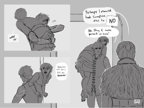 saa-pandaleon:In some whatever AU where Fenris finally moves in to Hawke’s estate after killing Dana