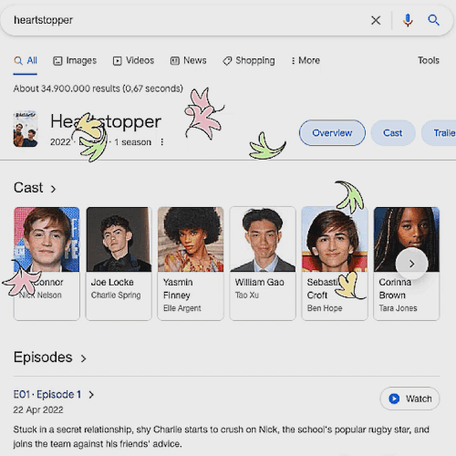 brimay:THE HEARTSTOPPER LEAVES ARE ON GOOGLE!THE HEARTSTOPPER LEAVES ANIMATION NOW APPEARS ON GOOGLE