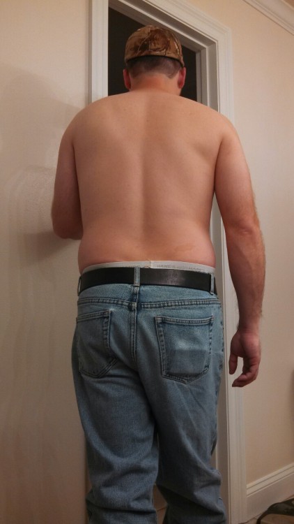 This is a spy camera shot of my friend’s back as he stoles down the hall. I wonder when’
