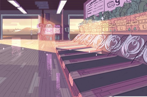 A selection of Backgrounds from the Steven Universe episode: “Arcade Mania” Art Direction: Kevin Dart Design: Emily Walus, Steven Sugar Paint: Jasmin Lai, Elle Michalka, Amanda Winterstein, Tiffany Ford