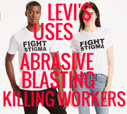 stopdisrespectingculture:  800-dick-pics:  800-dick-pics: can someone caption this? I cant read all of them 1) “Levi’s uses abrasive blasting, killing workers&quot;  2) “New Look uses sweatshops”  3) “River Island pays its workers half the