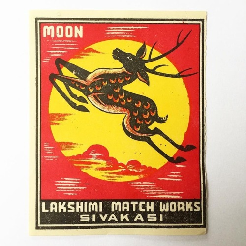 englishmodernism: Moon Lakshimi Match Works Large format Indian Matchbox label, at a guess from the 