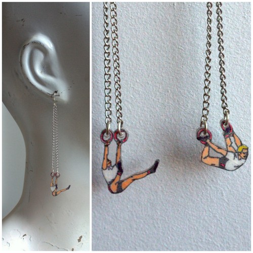 Gymnast Shrink Plastic Earrings from Etsy Seller drtyawsm. I love these clever earrings. For shrink 