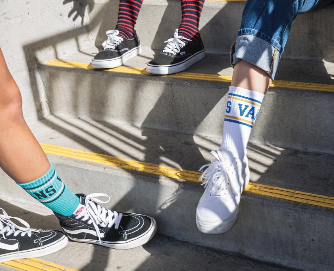 Striped up in crew socks. - Vans Girls