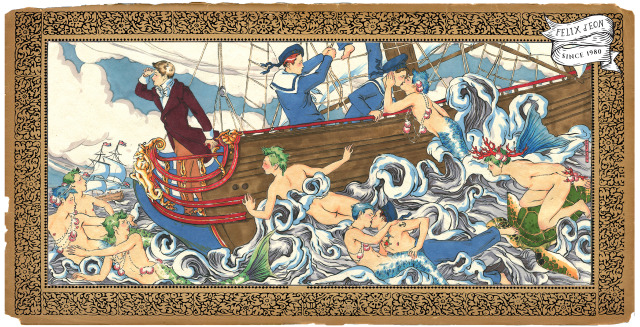 "A Farewell Voyage." Celebrating the close of Mermay with a maritime fantasy of queer love and desire. I made this painting...