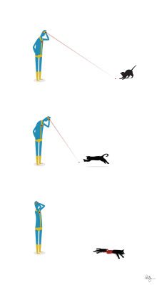 wired:  laughingsquid:  Cyclops’ Cat, Illustration of the Superhero Cyclops Using His Optic Beam as a Cat Toy  YES YES YES FOREVER YES Except for the unfortunate ending for kitty.