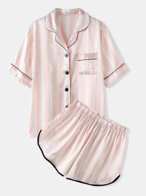 Ice Silk Smooth Print Shorts Pajamas Sets For SummerCheck out HEREGet all of them HERE15% OFF discou