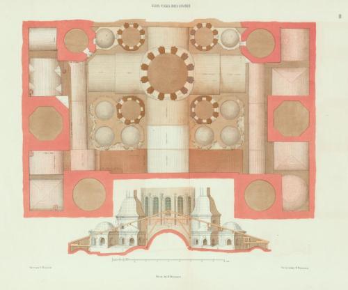 F.G. Sointsev, Sophiia cathedral in Kiev. Cathedral of the Holy Wisdom. Watercolor. Antiques of the 