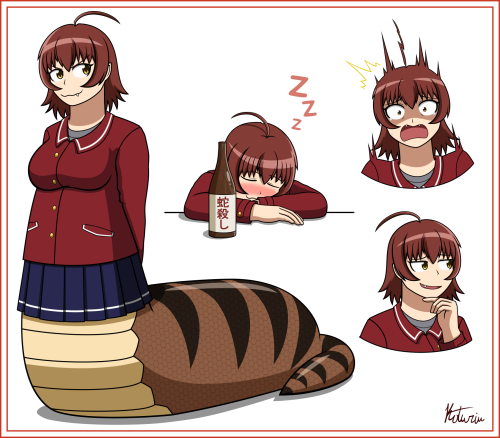 I got the idea for a tsuchinoko lamia, but I think I ended up creating a whole character! I call thi