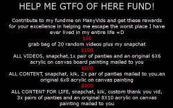 o0pepper0o: Help me GTFO ASAP ON MY #fundme PAGE here: http://bit.ly/PepperMV 
