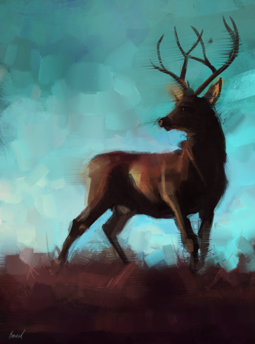 blvnk-art:Prongs getting back to the castle after Moony’s transformation. He looks back, still conce