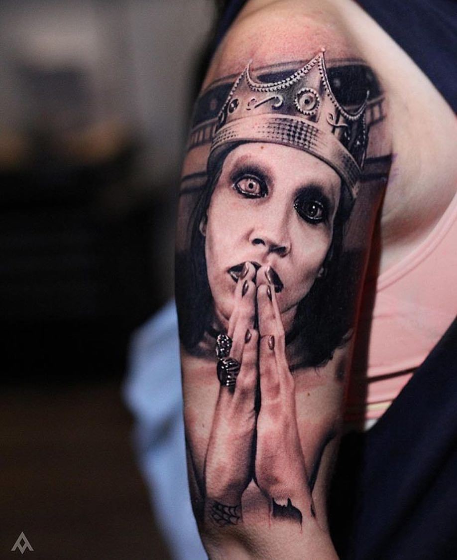 thatattoozone:  My Marilyn Manson portrait by the talented Luka Lajoie out of
