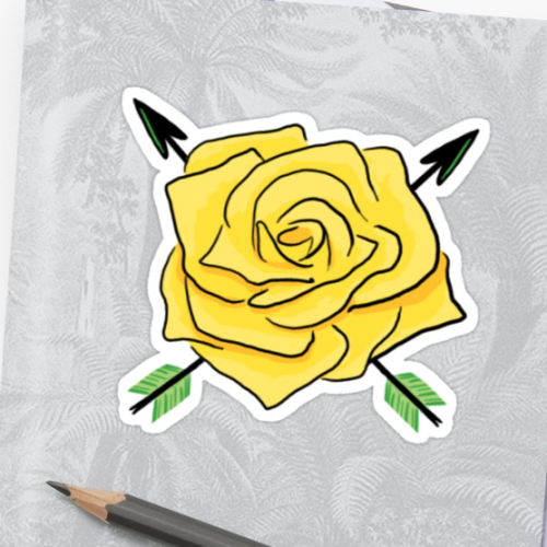 dailyaspecpositive: This yellow rose and arrows design is available on my redbubble, happy arospec a