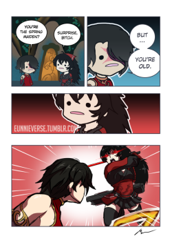 eunnieverse:  Spring_Maiden.png This comic is brought to you by my awesome patrons! Support the artist | Twitter | Dumb_RWBY | Ask me stuff 