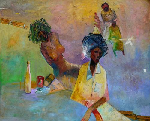 Duke Asidere (Nigeria b. 1961)Hairdo (1991)oil on canvas 142.3 x 178 cm