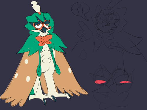 strife-kind:  some decidueye scribbles in between assignments. his name is Squash and he is my best friend